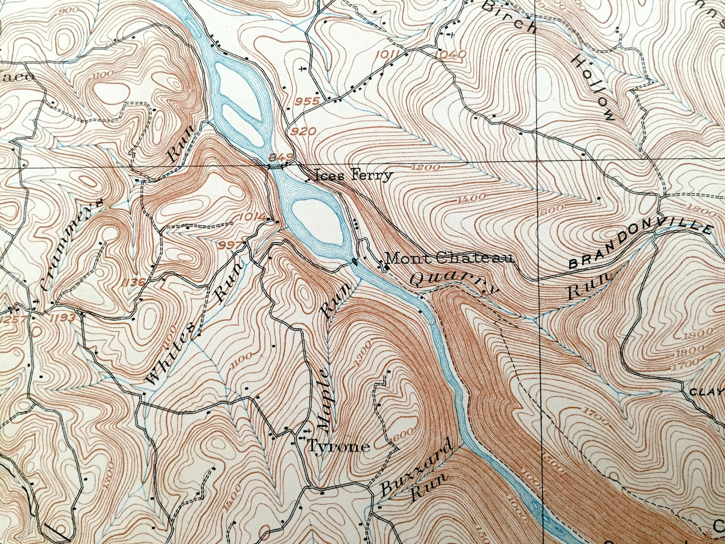 Antique Morgantown, West Virginia 1902 US Geological Survey Topographic Map – Monongalia County, Morgan, Cass, Dunkard, Point Marion, WVU