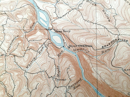 Antique Morgantown, West Virginia 1902 US Geological Survey Topographic Map – Monongalia County, Morgan, Cass, Dunkard, Point Marion, WVU