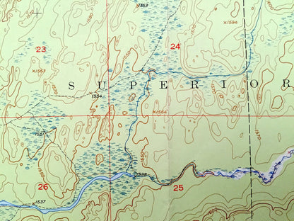 Antique Babbitt SW, Minnesota 1951 US Geological Survey Topographic Map - St Louis County, Superior National Forest, Argo Partridge River MN