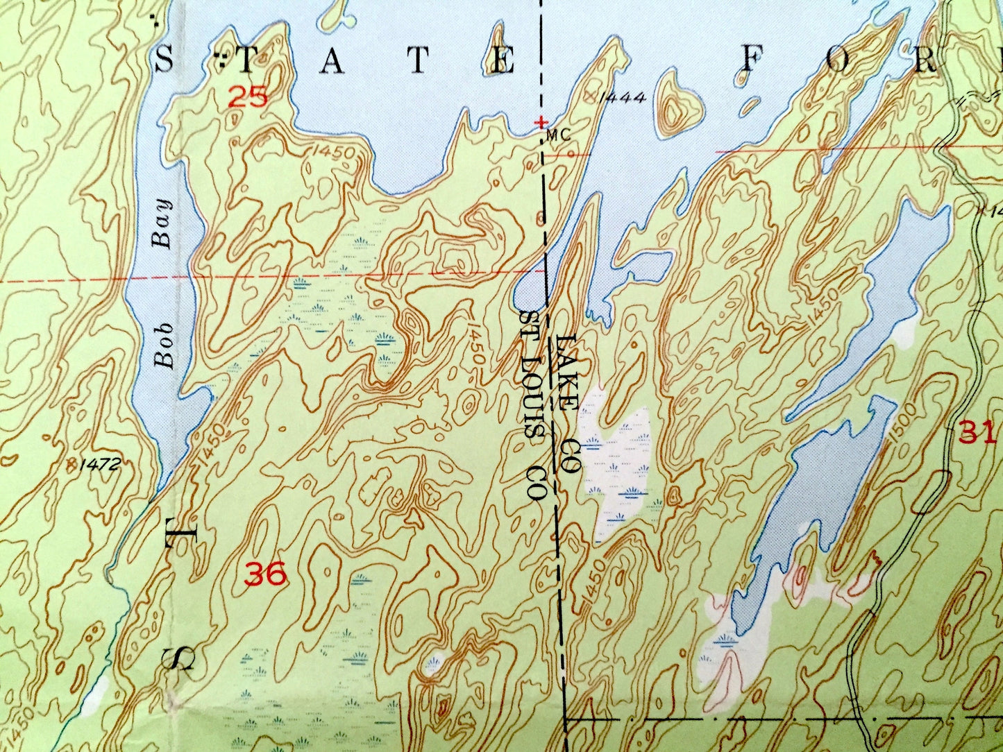 Antique Babbitt NE, Minnesota 1952 US Geological Survey Topographic Map - St Louis County, Superior National Forest, Argo, Birch Lake, MN