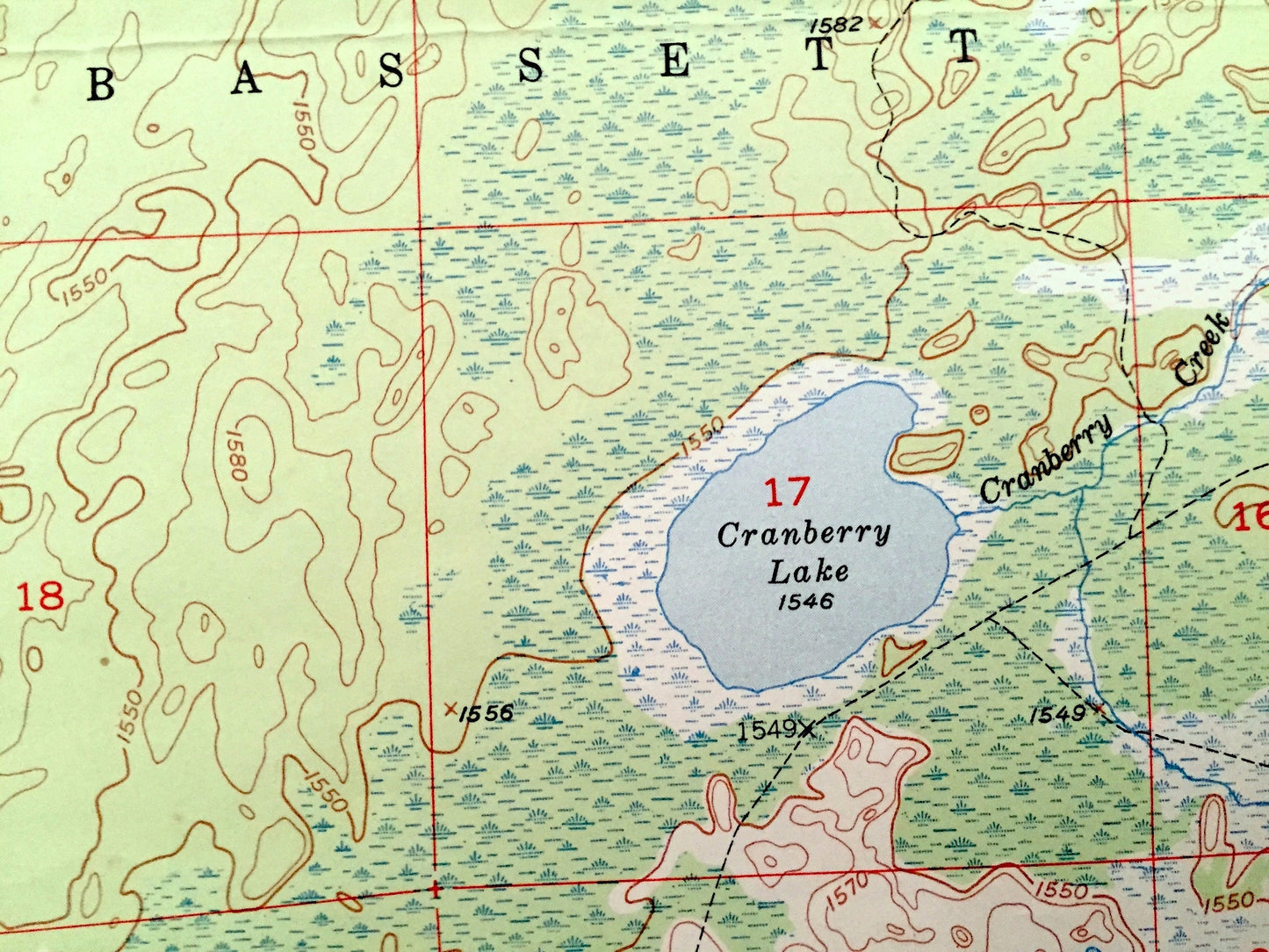 Antique Allen, Minnesota 1950 US Geological Survey Topographic Map -  St Louis County, Mesaba, Argo, Bassett, Wyman, Spring, Ridge, MN