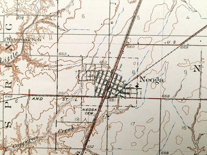 Antique Mattoon, Illinois 1937 US Geological Survey Topographic Map – Lafayette, Pleasant Grove, Cottonwood, Sumpter, Spring Point, Whitley
