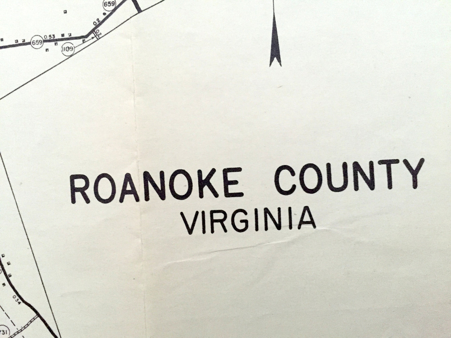 Antique Roanoke County, Virginia 1961 Highway Map – Salem, Cave Spring, Catawba, Hollins, Vinton, Windsor Hills, Glenvar, Hanging Rock, VA