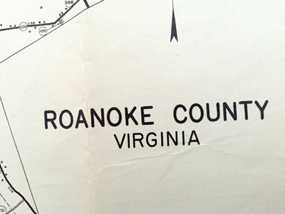 Antique Roanoke County, Virginia 1961 Highway Map – Salem, Cave Spring, Catawba, Hollins, Vinton, Windsor Hills, Glenvar, Hanging Rock, VA