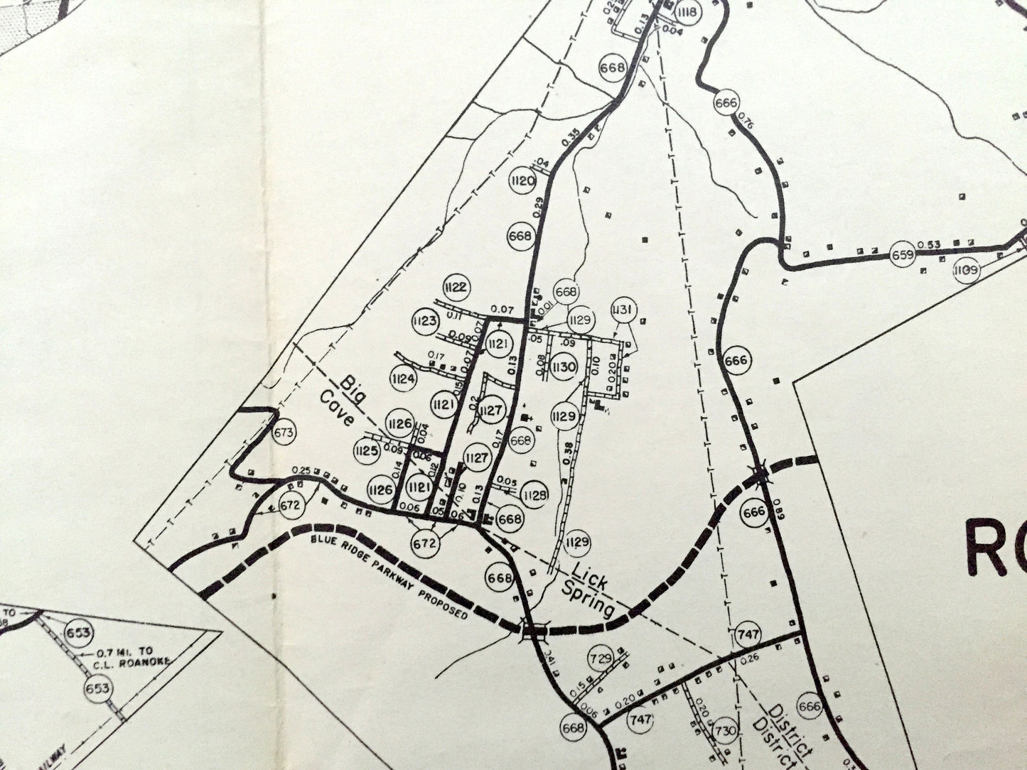 Antique Roanoke County, Virginia 1961 Highway Map – Salem, Cave Spring, Catawba, Hollins, Vinton, Windsor Hills, Glenvar, Hanging Rock, VA