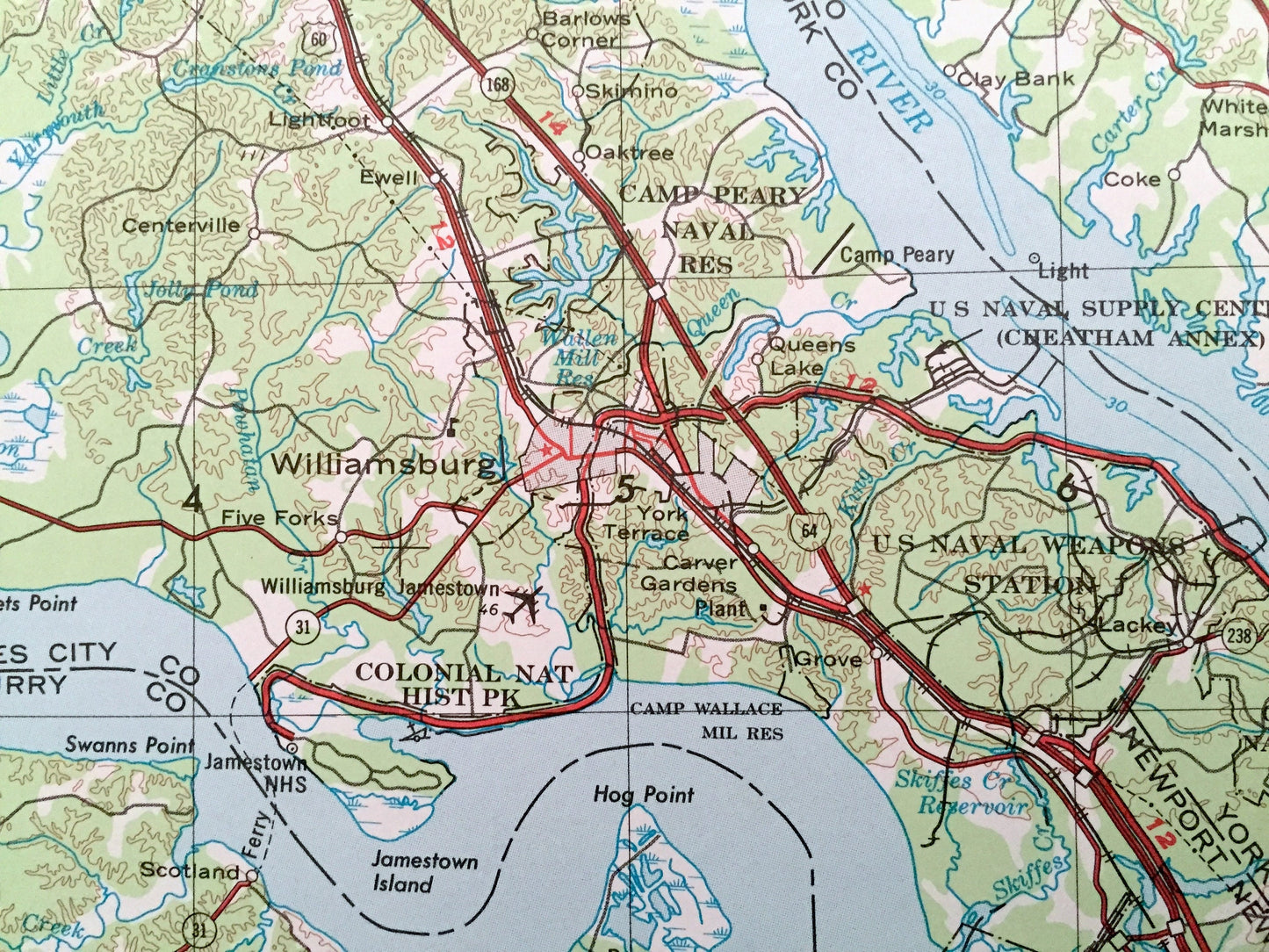 Antique Richmond, Virginia 1973 US Geological Survey Topographic Map – Petersburg, Newport News, Williamsburg, Chesapeake Bay, Yorktown, VA