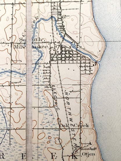 Antique Bayview, Wisconsin 1901 US Geological Survey Topographic Map – Milwaukee, Racine County, Bay View, Cudahy, Wind Point, Oak Creek, WI