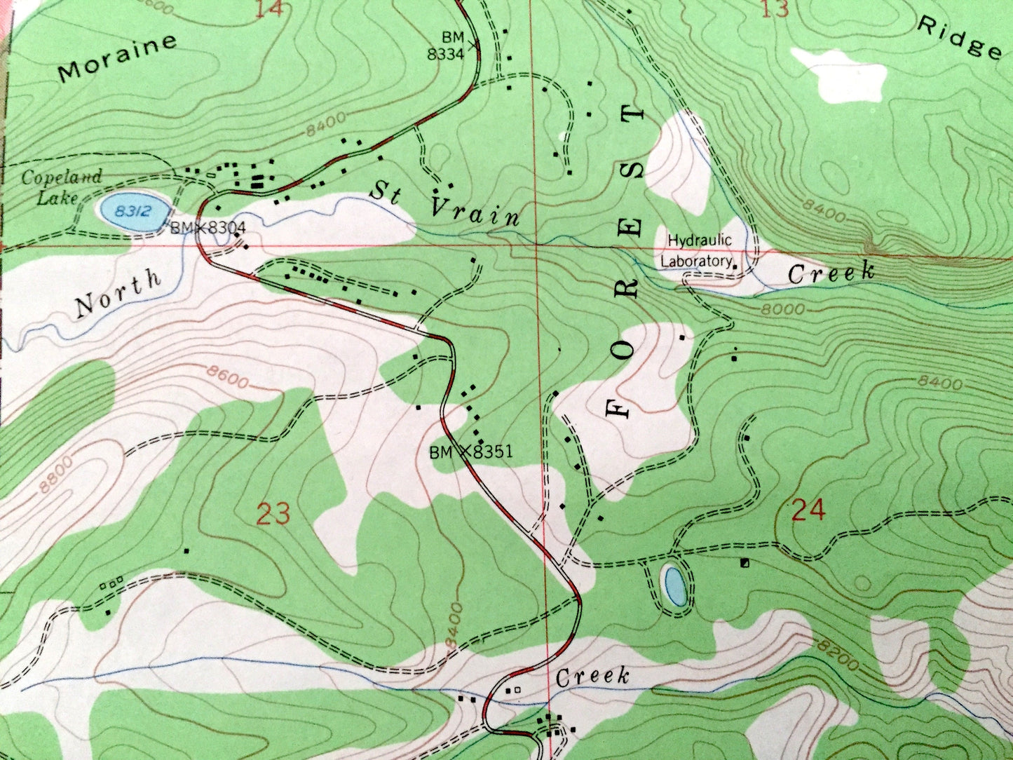 Antique Allens Park, Colorado 1957 US Geological Survey Topographic Map – Meeker Park, Roosevelt National Forest, Rocky Mountain Park, CO