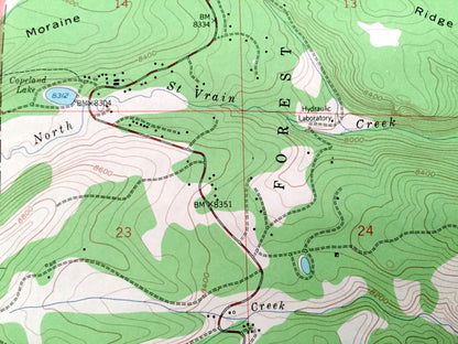 Antique Allens Park, Colorado 1957 US Geological Survey Topographic Map – Meeker Park, Roosevelt National Forest, Rocky Mountain Park, CO