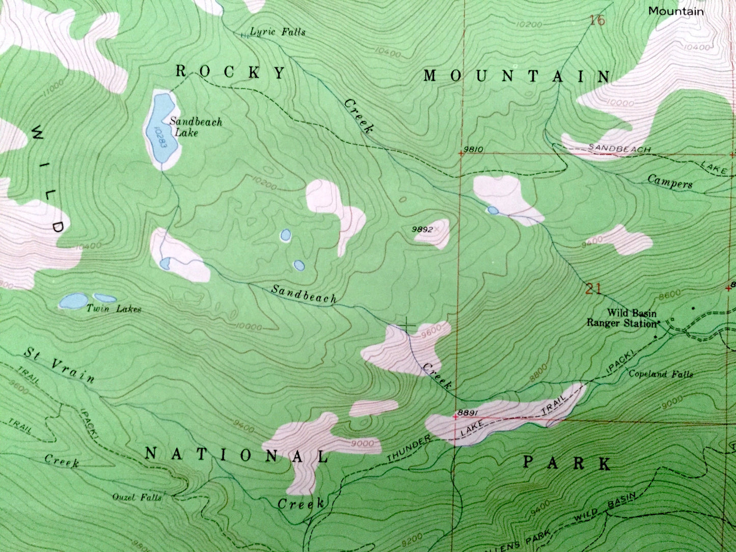 Antique Allens Park, Colorado 1957 US Geological Survey Topographic Map – Meeker Park, Roosevelt National Forest, Rocky Mountain Park, CO