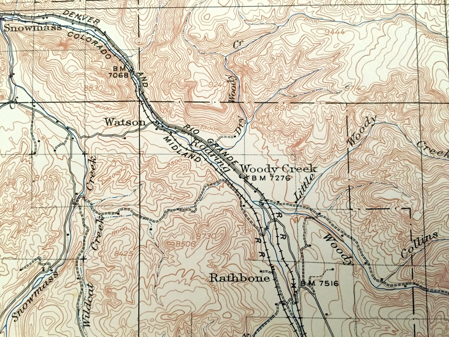 Antique Aspen, Colorado 1909 US Geological Survey Topographic Map – Snowmass, Eagle, Pitkin, Lake, Chaffee County, White River, Gunnison, CO