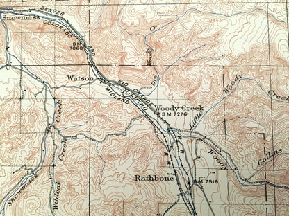 Antique Aspen, Colorado 1909 US Geological Survey Topographic Map – Snowmass, Eagle, Pitkin, Lake, Chaffee County, White River, Gunnison, CO