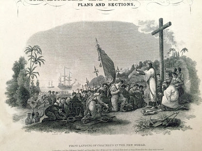 Antique 1847 Title Page from S.A. Mitchell New Universal Atlas – Illustration, Front Matter, Christopher Columbus, New World, United States