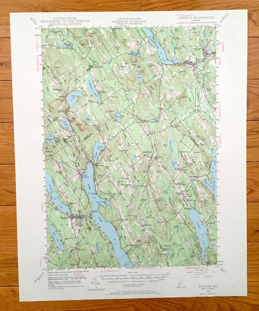 Antique Norway, Maine 1946 US Geological Survey Topographic Map – Long Lake, Waterford, Harrison, Paris, Bridgton, Otisfield, Oxford, ME