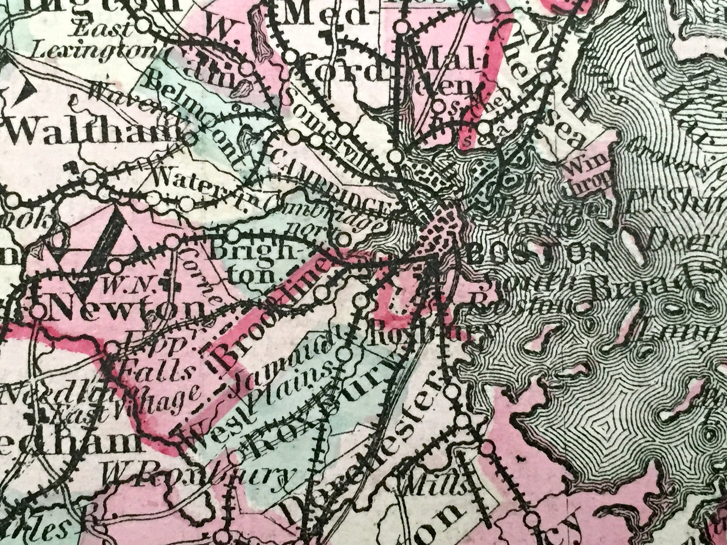 Antique 1855 New England County Map by Coltons – Massachusetts, Connecticut, Rhode Island, Cape Cod, Martha's Vineyard, Boston Berkshires MA