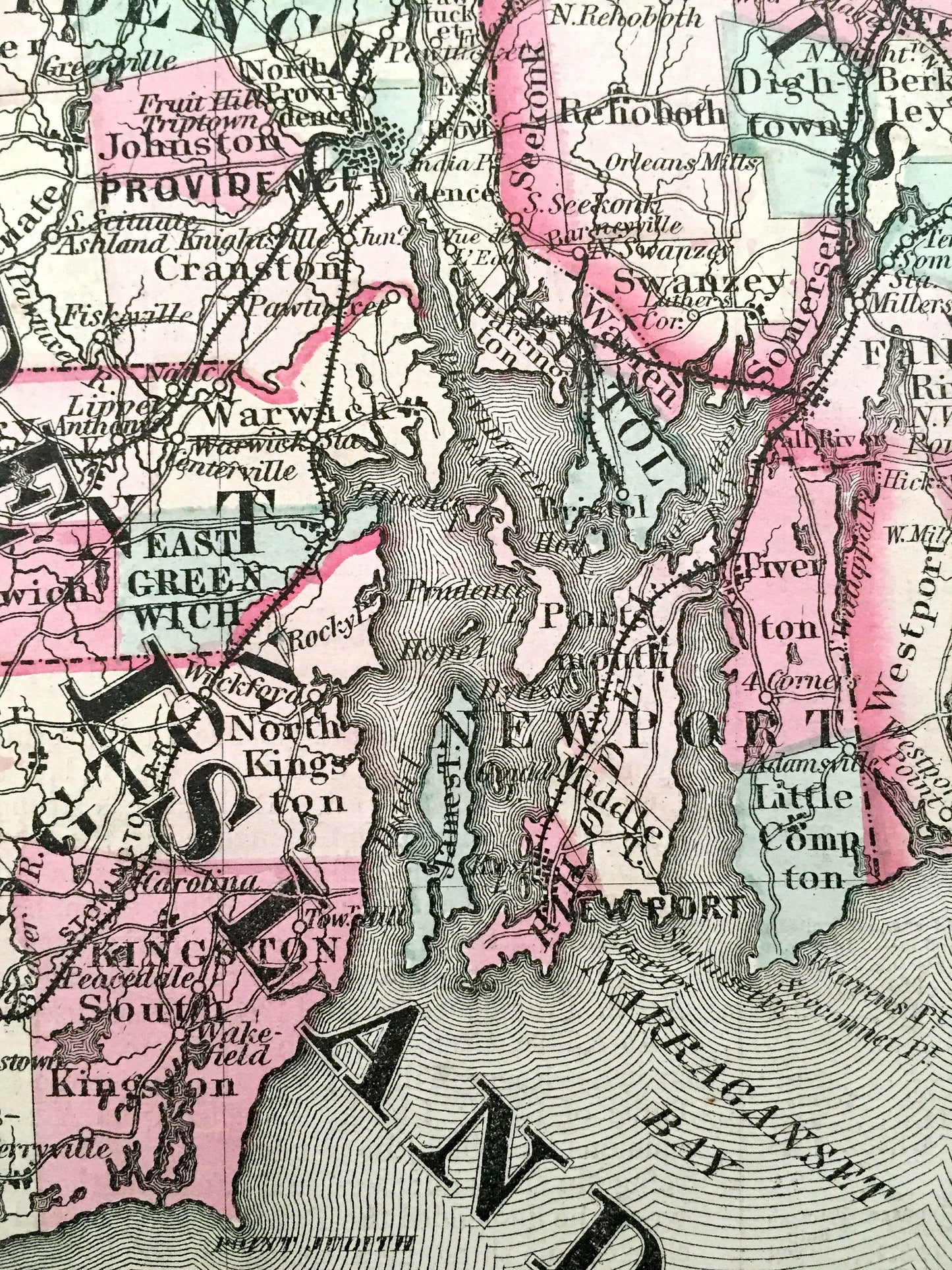 Antique 1855 New England County Map by Coltons – Massachusetts, Connecticut, Rhode Island, Cape Cod, Martha's Vineyard, Boston Berkshires MA