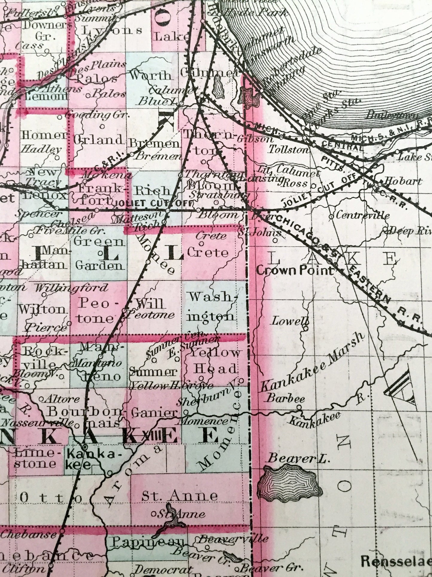 Antique 1855 Illinois State Map by Colton – Chicago, Lake, Cook County, Springfield, Galena, Aurora, Joliet, Waukegan, Highland Park, IL