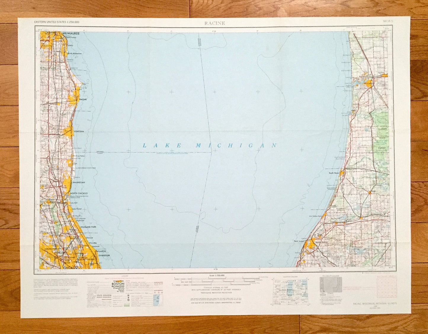 Antique Racine, Wisconsin 1958 US Geological Survey Topographic Map – Milwaukee, Kenosha, Carrollville, Greendale, Lake Michigan, Chicago IL