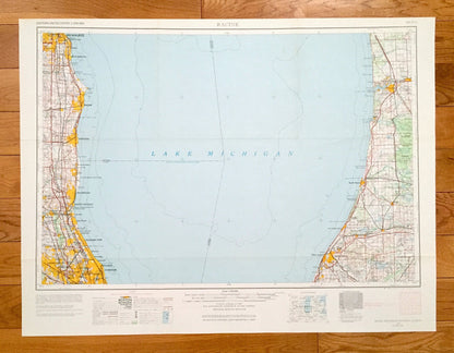 Antique Racine, Wisconsin 1958 US Geological Survey Topographic Map – Milwaukee, Kenosha, Carrollville, Greendale, Lake Michigan, Chicago IL