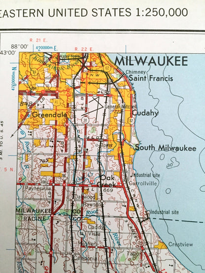 Antique Racine, Wisconsin 1958 US Geological Survey Topographic Map – Milwaukee, Kenosha, Carrollville, Greendale, Lake Michigan, Chicago IL