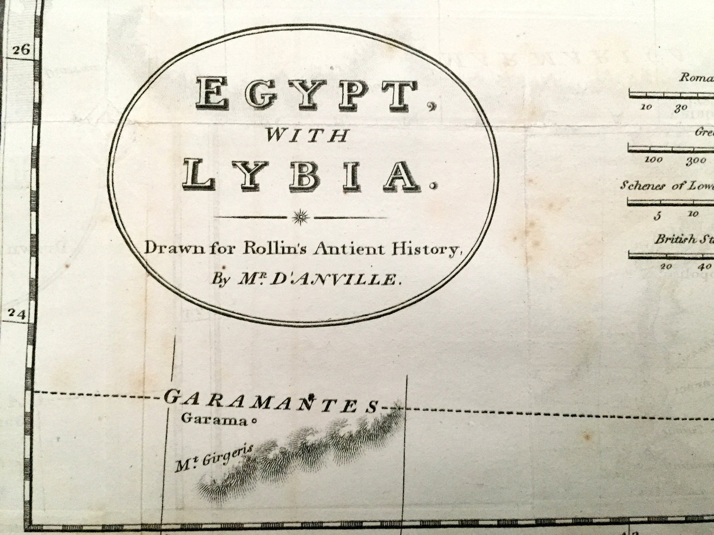 Antique 1808 Egypt & Libya Map by D'Anville from Rollins' Ancient History – Nile River, Alexandria, Cairo, Middle East, Holy Land, Israel