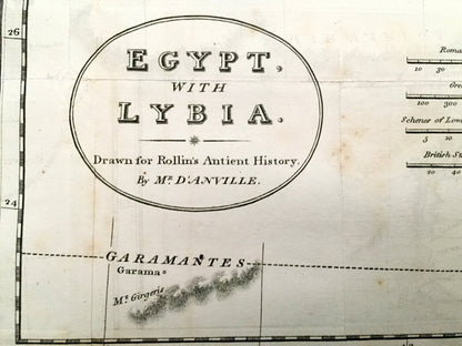 Antique 1808 Egypt & Libya Map by D'Anville from Rollins' Ancient History – Nile River, Alexandria, Cairo, Middle East, Holy Land, Israel