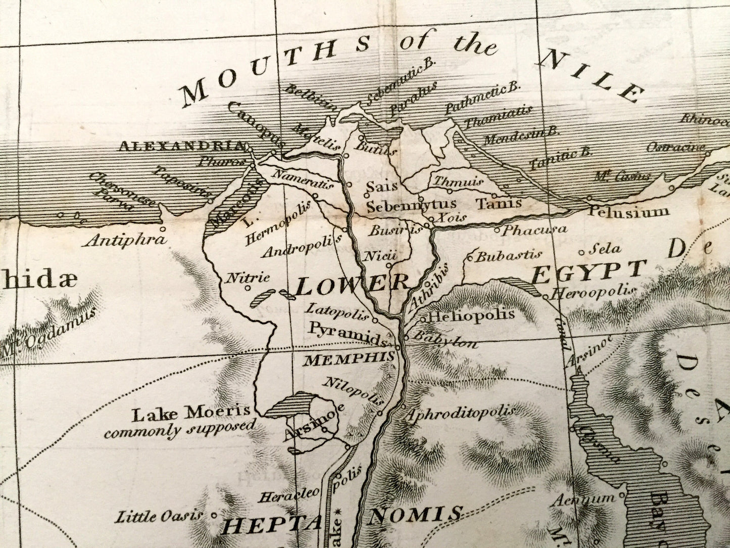 Antique 1808 Egypt & Libya Map by D'Anville from Rollins' Ancient History – Nile River, Alexandria, Cairo, Middle East, Holy Land, Israel