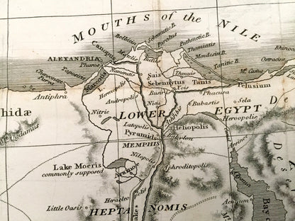 Antique 1808 Egypt & Libya Map by D'Anville from Rollins' Ancient History – Nile River, Alexandria, Cairo, Middle East, Holy Land, Israel