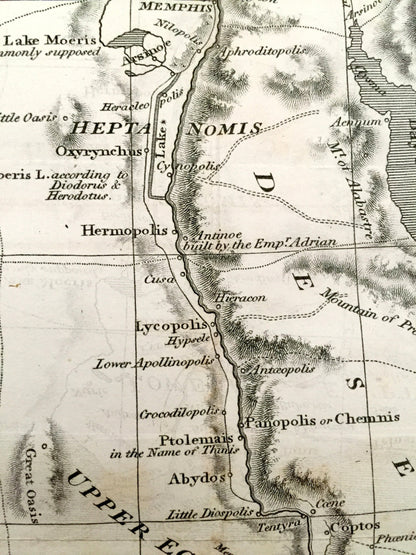 Antique 1808 Egypt & Libya Map by D'Anville from Rollins' Ancient History – Nile River, Alexandria, Cairo, Middle East, Holy Land, Israel