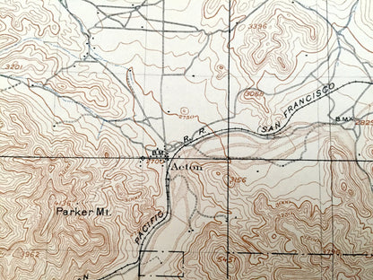 Antique Tujunga, California 1900 US Geological Survey Topographic Map – Los Angeles County, National Forest, San Gabriel Mountains, Acton CA