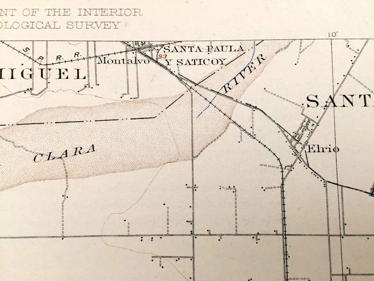 Antique Hueneme, California 1904 US Geological Survey Topographic Map – Ventura County, Oxnard, Camarillo, Santa Barbara Point Mugu Elrio CA