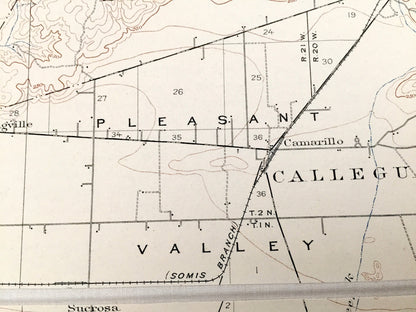 Antique Hueneme, California 1904 US Geological Survey Topographic Map – Ventura County, Oxnard, Camarillo, Santa Barbara Point Mugu Elrio CA