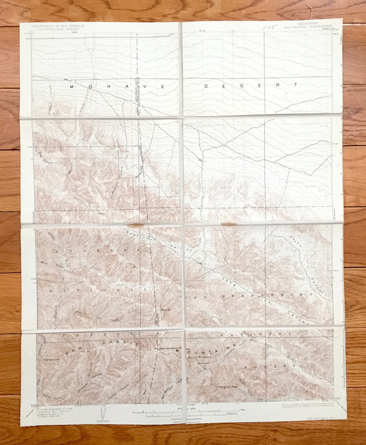 Antique San Antonio Peak, California 1902 US Geological Survey Topographic Map – Mohave Desert, Mojave, Los Angeles San Bernardino County CA