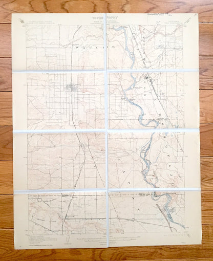 Antique Vina, California 1905 US Geological Survey Topographic Map – Glen, Butte County, Corning, Sacramento River, Richfield Los Molinos CA