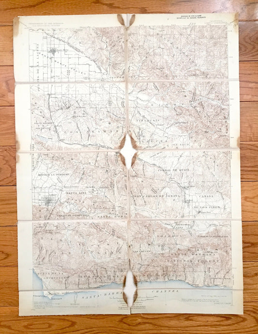 Antique Lompoc, California 1905 US Geological Survey Topographic Map – Santa Barbara, San Luis Obispo, Santa Maria, Los Padres Concepcion CA