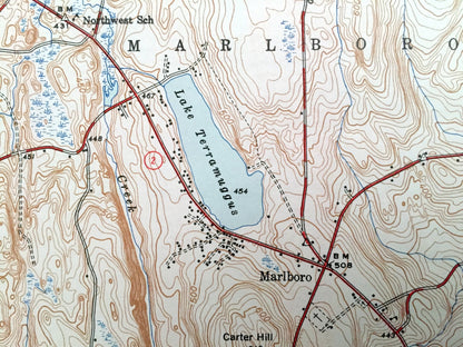 Antique Marlborough, Connecticut 1944 US Geological Survey Topographic Map – Glastonbury, Andover, Hebron, Bolton, Marlboro, Manchester, CT