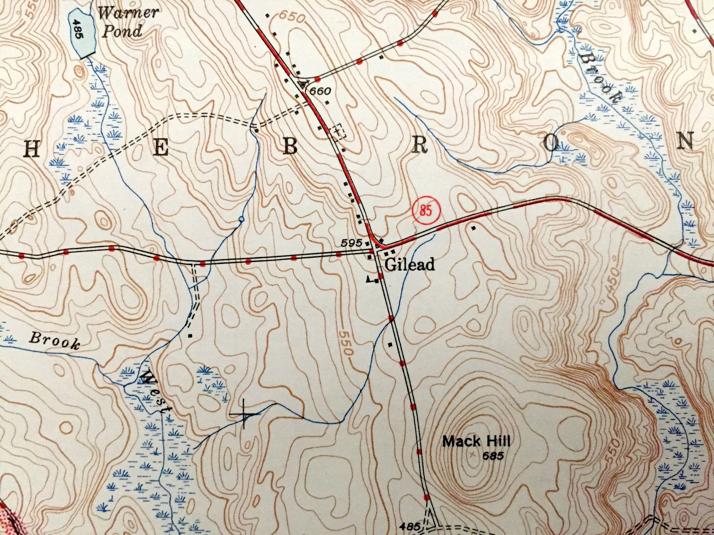 Antique Marlborough, Connecticut 1944 US Geological Survey Topographic Map – Glastonbury, Andover, Hebron, Bolton, Marlboro, Manchester, CT