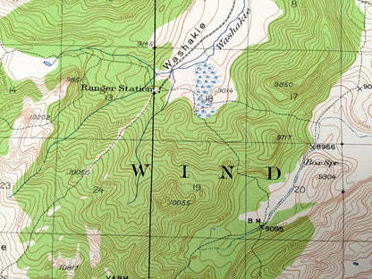 Antique Mocassin Lake, Wyoming 1937 US Geological Survey Topographic Map – Wind River Indian Reservation, Shoshone National Forest, WY