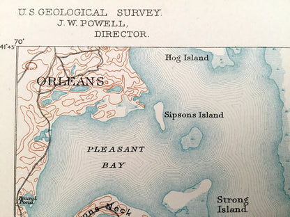 Antique Chatham, Massachusetts 1888 US Geological Survey Topographic Map – Barnstable County, Brewster, Harwich, South Orleans, Cape Cod, MA