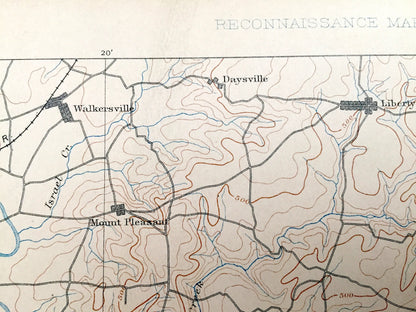 Antique Frederick, Maryland 1894 US Geological Survey Topographic Map – Gaithersburg, Rockville, Mt Airy, County, Bethesda, Virginia, MD VA