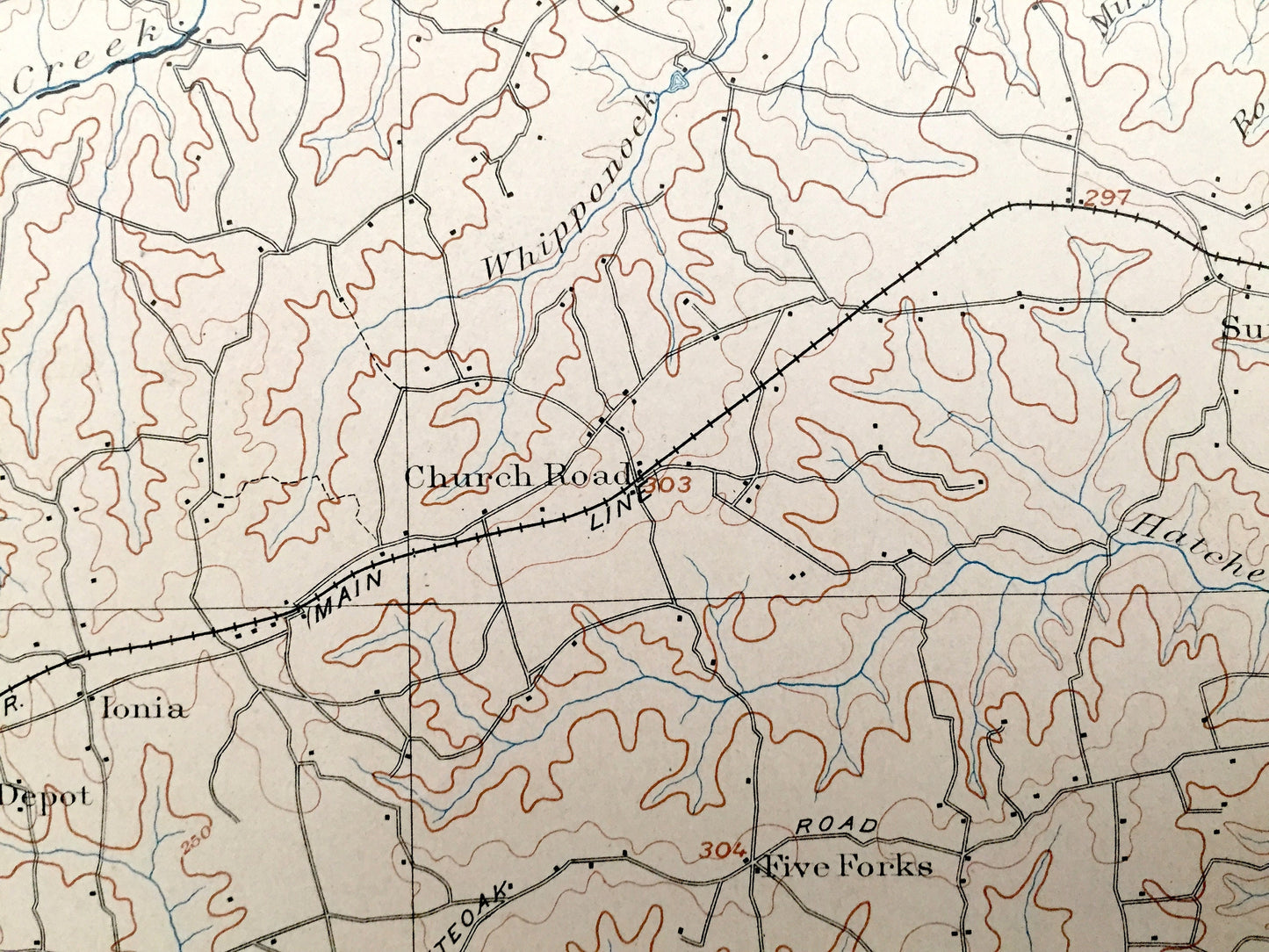 Antique Amelia, Virginia 1897 US Geological Survey Topographic Map – Powhatan, Chesterfield, Nottoway, Dinwiddie County, Courthouse Chula VA