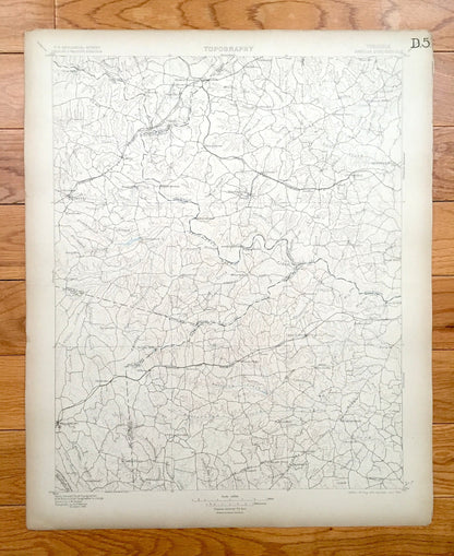 Antique Amelia, Virginia 1897 US Geological Survey Topographic Map – Powhatan, Chesterfield, Nottoway, Dinwiddie County, Courthouse Chula VA