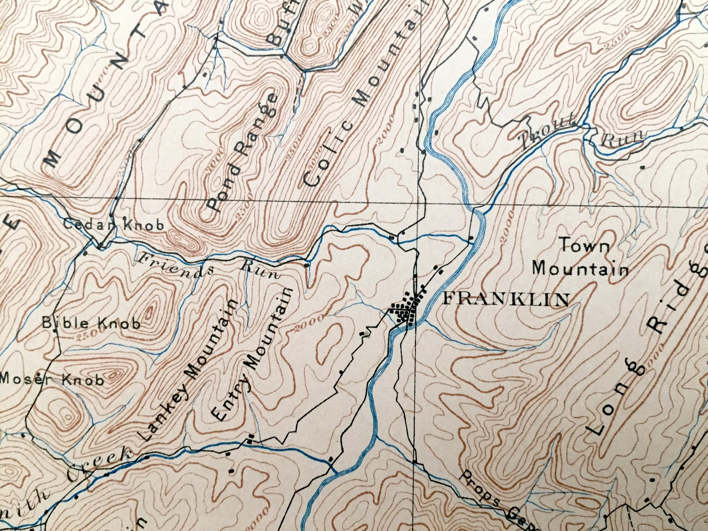 Antique Franklin, West Virginia 1896 US Geological Survey Topographic Map – Pendleton County, Brandywine, Peru, Sweedlin Hill, Fort Seybert