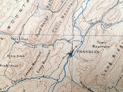 Antique Franklin, West Virginia 1896 US Geological Survey Topographic Map – Pendleton County, Brandywine, Peru, Sweedlin Hill, Fort Seybert