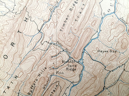 Antique Franklin, West Virginia 1896 US Geological Survey Topographic Map – Pendleton County, Brandywine, Peru, Sweedlin Hill, Fort Seybert
