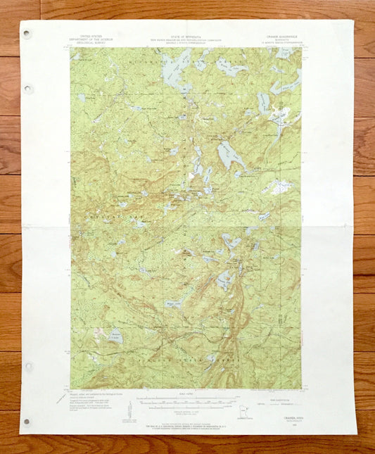 Antique Cramer, Minnesota 1955 US Geological Survey Topographic Map - Lake County, Crystal Bay, Superior National Forest, Silver Island, MN