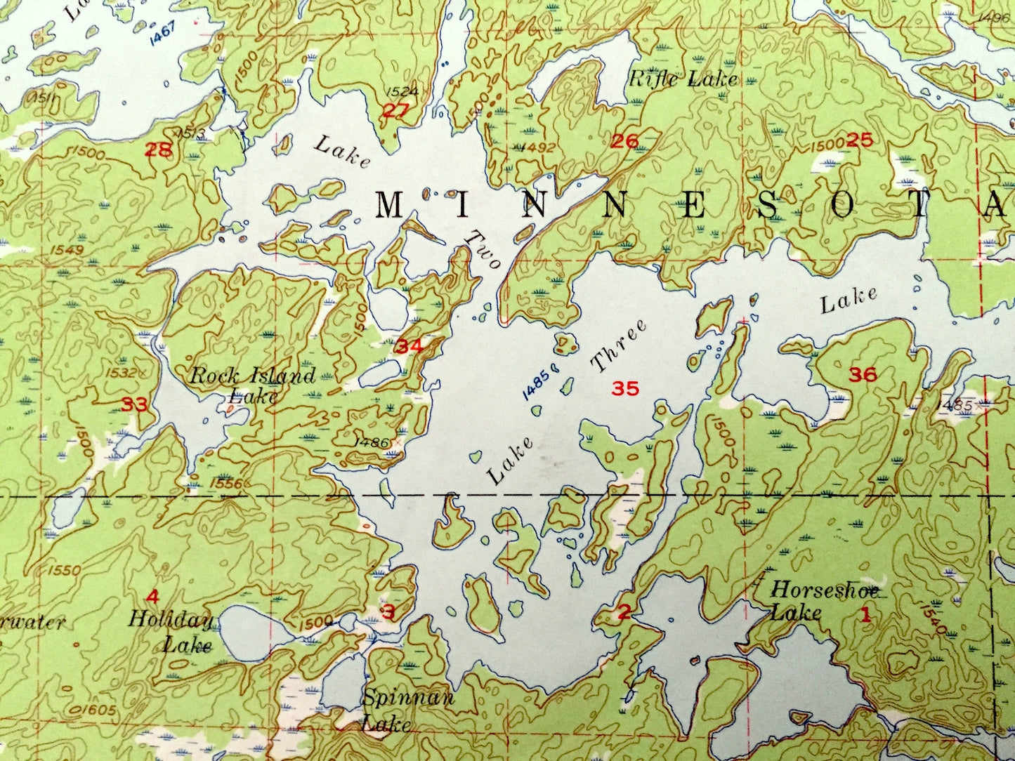 Antique Forest Center, Minnesota 1957 US Geological Survey Topographic Map - Lake County, Beaver Bay, Fall Lake, Superior National Forest MN