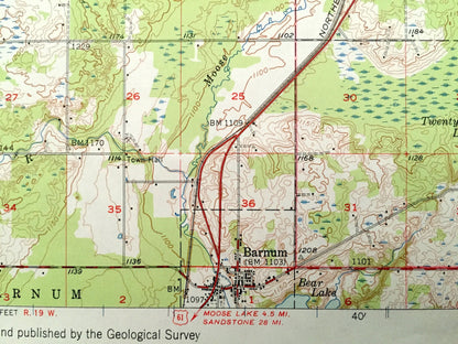Antique Barnum, Minnesota 1956 US Geological Survey Topographic Map - Carlton County, Skelton, Mahtowa, Blackhoof, Knife Falls Twin Lakes MN