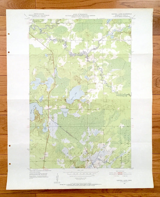 Antique Central Lakes, Minnesota 1951 US Geological Survey Topographic Map - St Louis County, Cloquet Valley State Forest, Ellsburg, MN