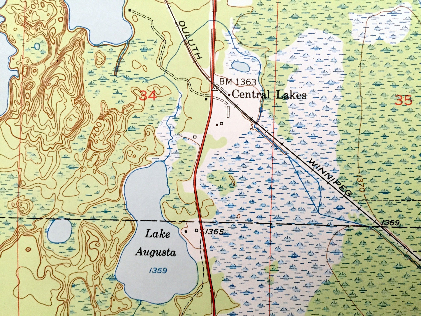 Antique Central Lakes, Minnesota 1951 US Geological Survey Topographic Map - St Louis County, Cloquet Valley State Forest, Ellsburg, MN